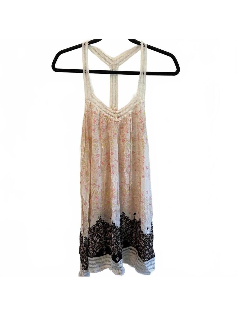 free people - Bohemian Floral Print Dress with Lace Details